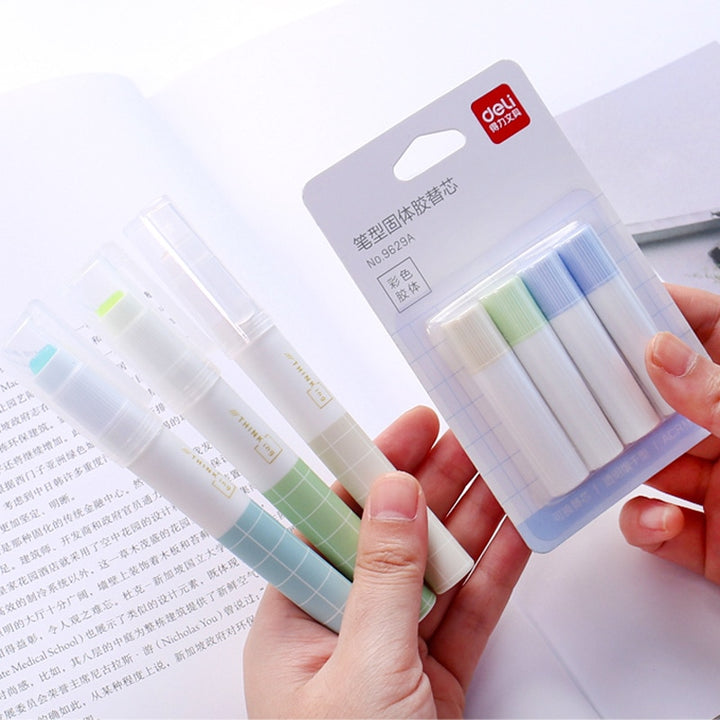 Jelly Color Fast Dry Cute Glue Stick Pen Shape Solid Color Glue Stick