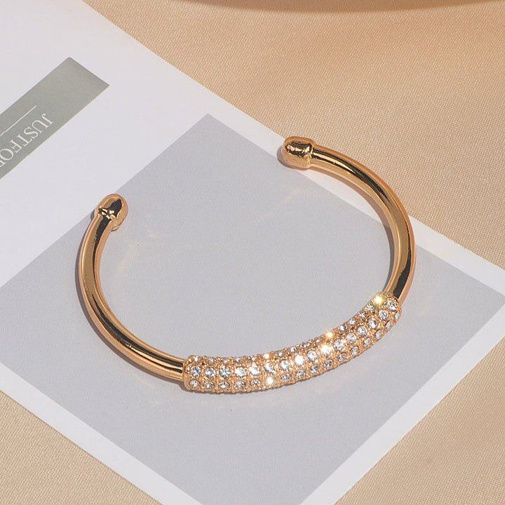 Luxury Crystal Open Bangles & Bracelets Trendy Gold Color Statement Cuff Bangles