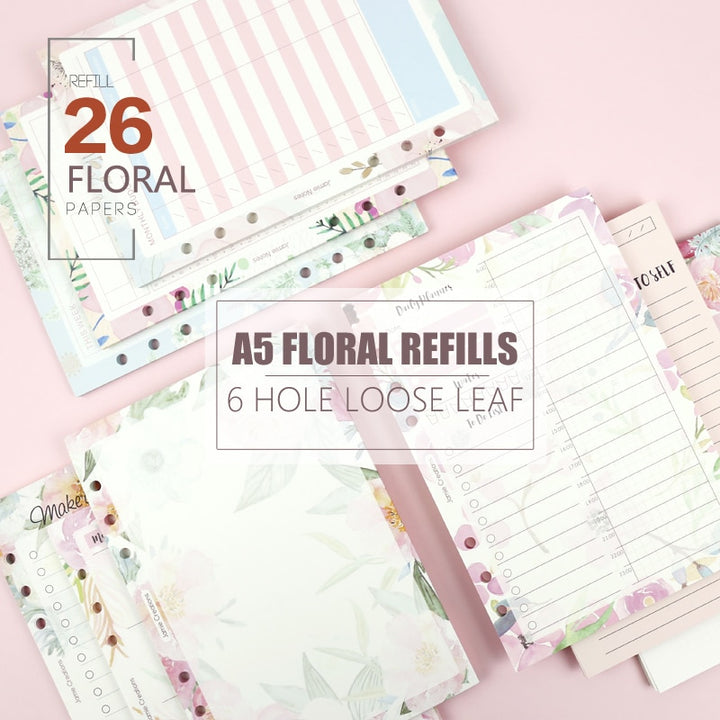 MyPretties 40 Sheets Floral Refill Papers Blank Ruled Daily Weekly - Pioneer Merchandise