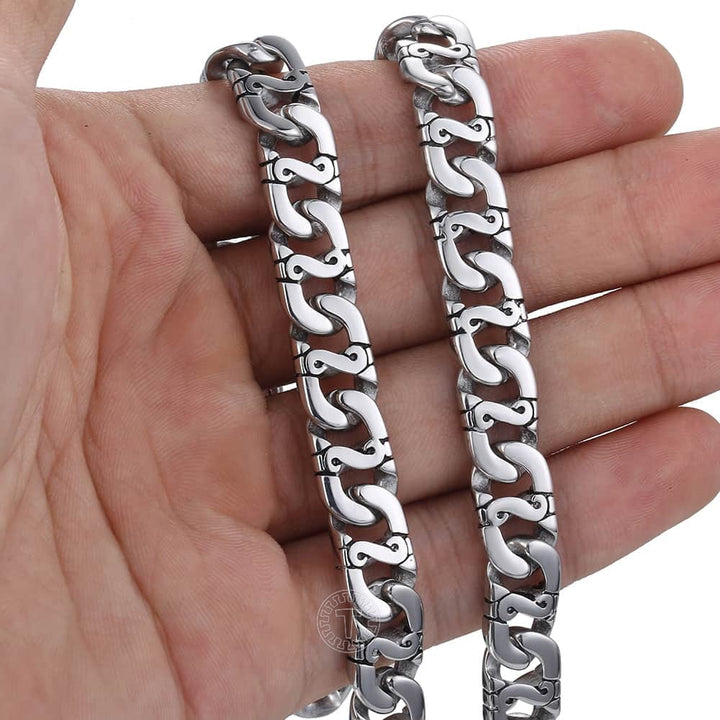 Men's Necklace 316L Stainless Steel Chain 9.5mm Heavy Marina Biker Silver Necklace