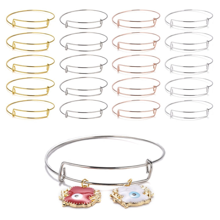 20pcs/pack Adjustable Wire Blank Bangle Bracelet Expandable Bangle