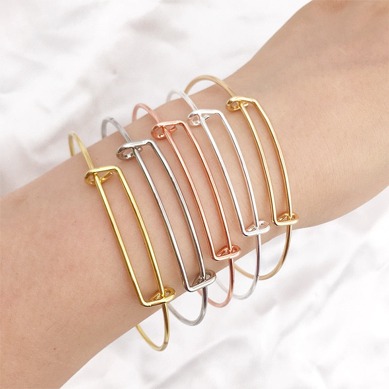 20pcs/pack Adjustable Wire Blank Bangle Bracelet Expandable Bangle