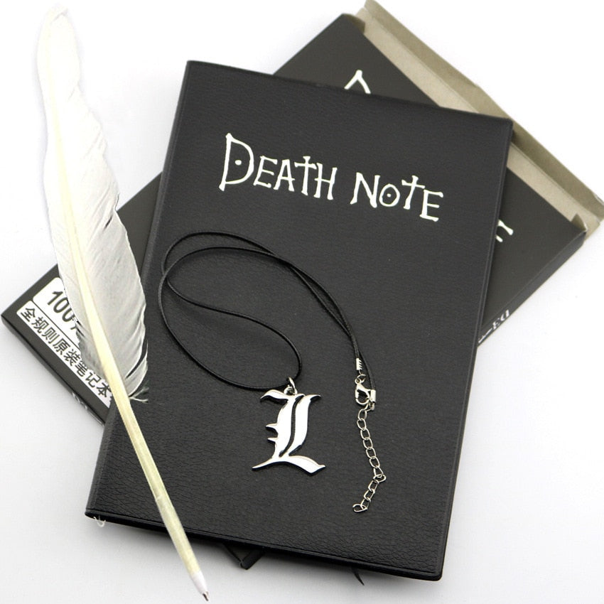 Anime Death Note Notebook Set Leather Journal And Necklace Feather Pen Journal Death Note Pad For Gift - Pioneer Merchandise