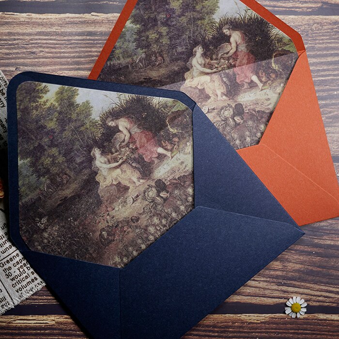 5pcs/set Romantic Literary European Retro Oil Painting Lined Envelopes - Pioneer Merchandise