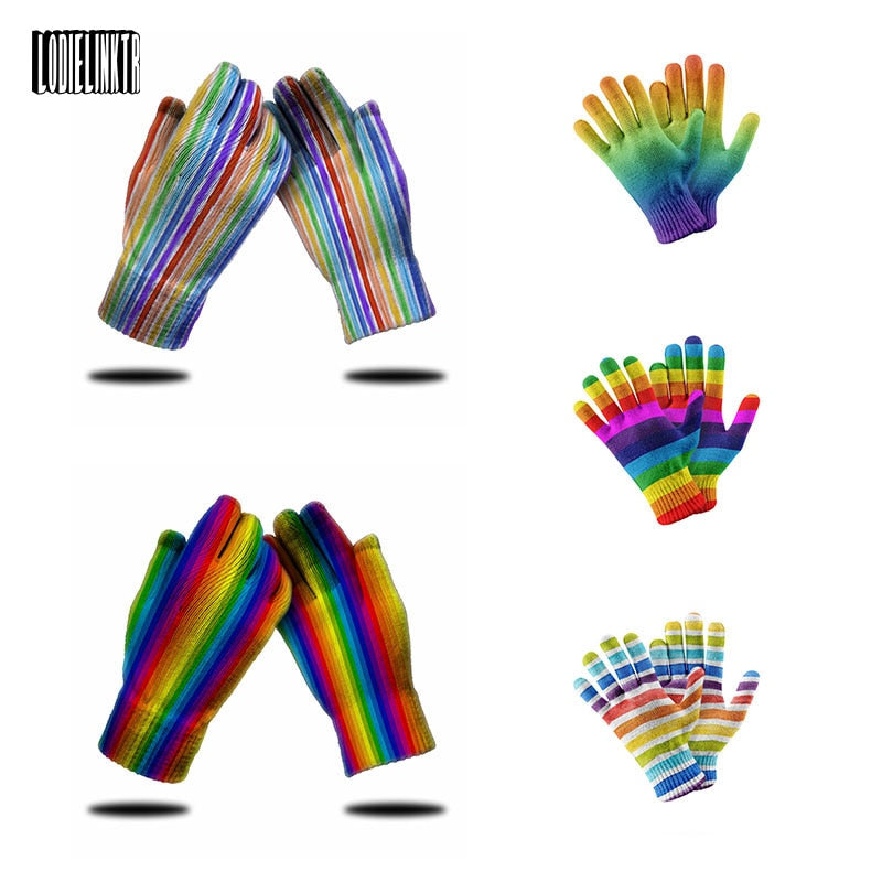 2021 New 3D Rainbow Color Female Knitted Gloves - Pioneer Merchandise