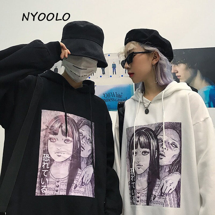 NYOOLO Novelty style horror comics print hoodies Casual long sleeve