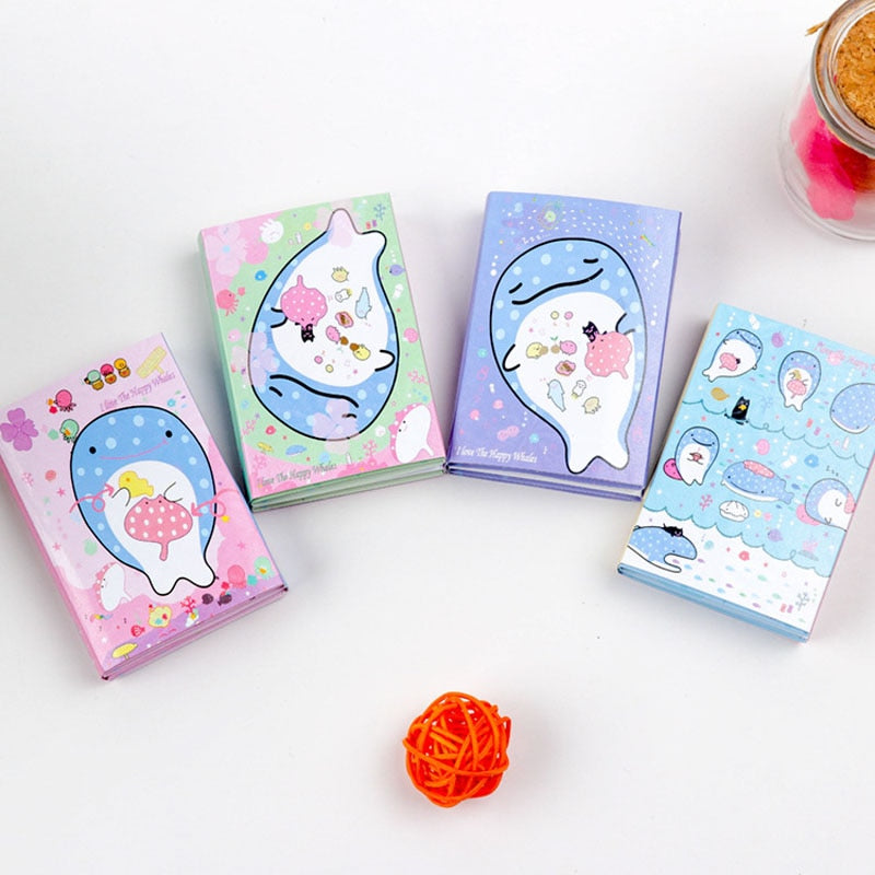 Kawaii Whale Fish 6 Folding Memo Pad Sticky Notes - Pioneer Merchandise