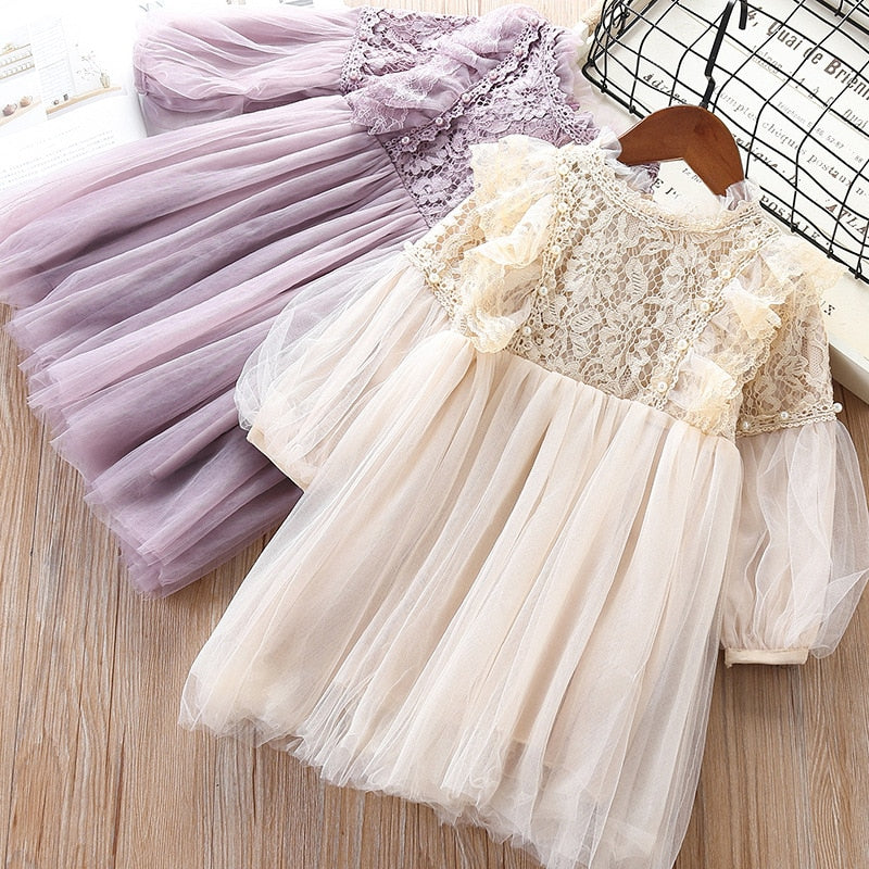 Girl Dresses Lantern Sleeve kids clothing Party Princess Spring Kids Lace Children Dress