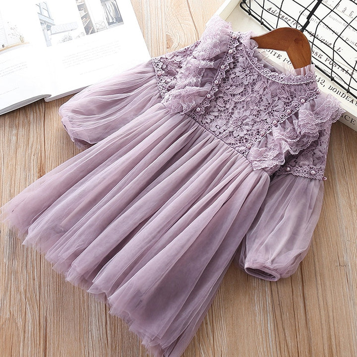 Girl Dresses Lantern Sleeve kids clothing Party Princess Spring Kids Lace Children Dress