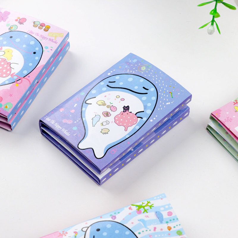 Kawaii Whale Fish 6 Folding Memo Pad Sticky Notes - Pioneer Merchandise