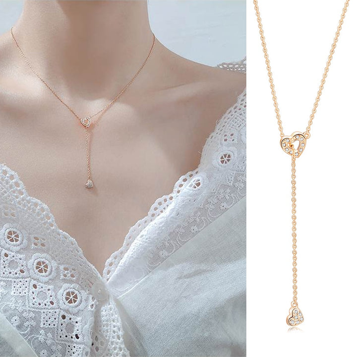 ZHOUYANG  Necklace For Women Heart Linked To Heart Rose Gold Color Fashion Necklace