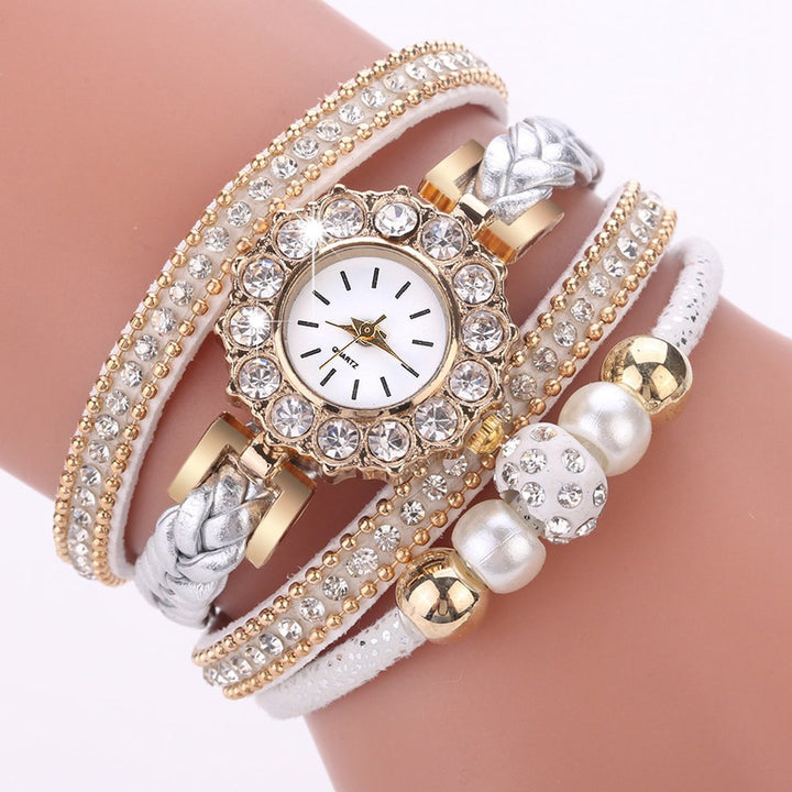 Luxury Gold Leather Watches For Women Pearls Dress Creative Watches Casual Women Wristwatch