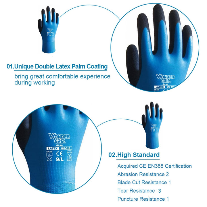 Wonder Grip Gloves Latex Waterproof Fully Coated Gloves - Pioneer Merchandise