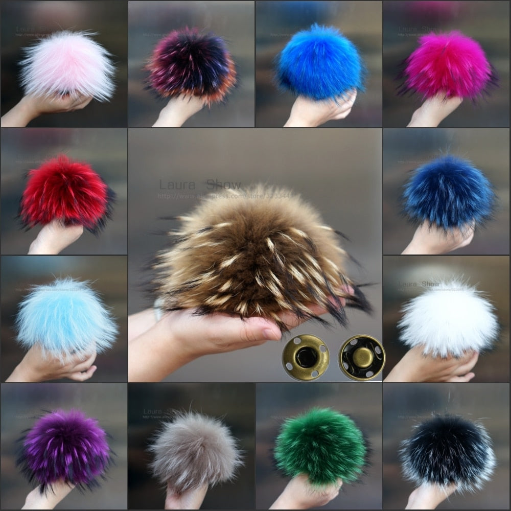 Colorful Fur Winter Pom Poms For Shoe Bag Hat Fur Cap Accessories - Pioneer Merchandise