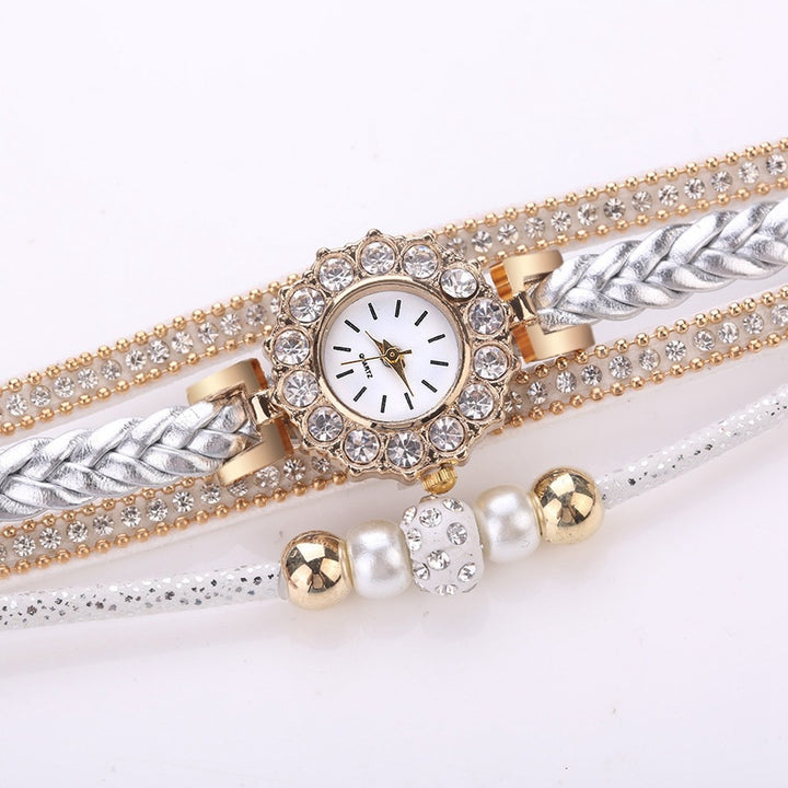 Luxury Gold Leather Watches For Women Pearls Dress Creative Watches Casual Women Wristwatch