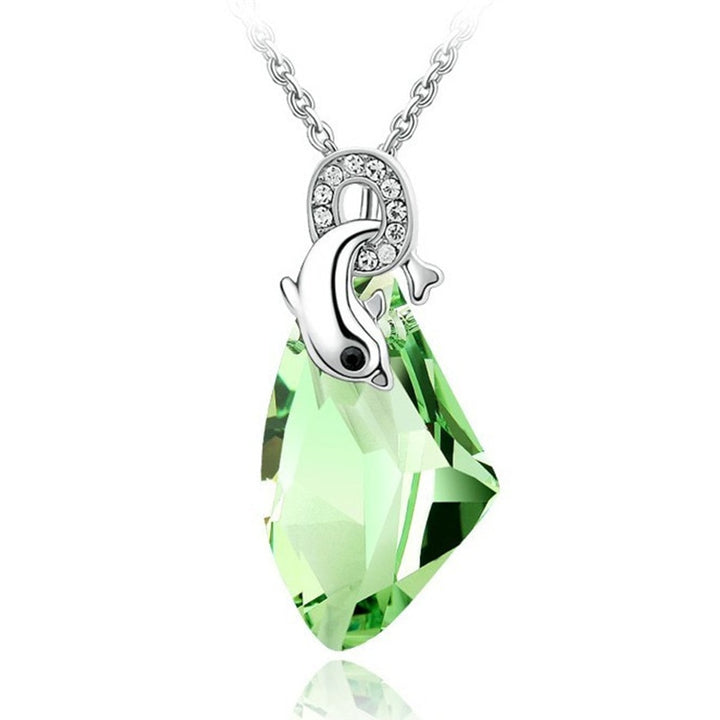 High Quality Silver Color Austria Crystal Dolphin AX Pendant Necklace