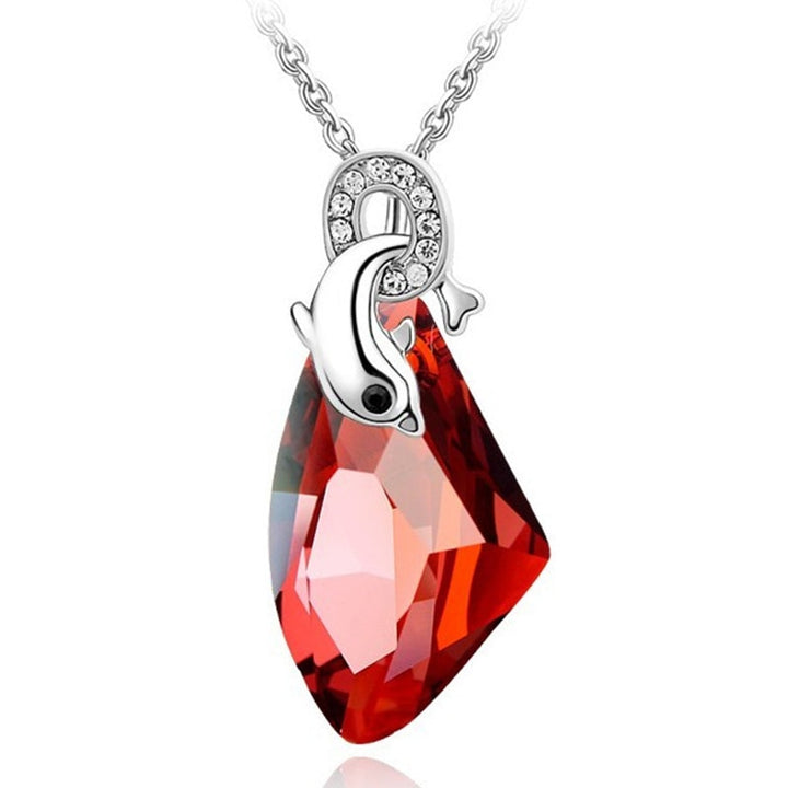 High Quality Silver Color Austria Crystal Dolphin AX Pendant Necklace