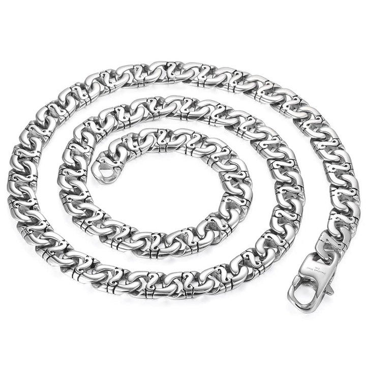 Men's Necklace 316L Stainless Steel Chain 9.5mm Heavy Marina Biker Silver Necklace