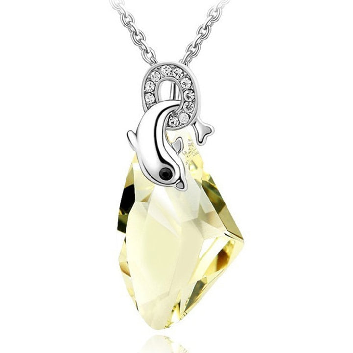 High Quality Silver Color Austria Crystal Dolphin AX Pendant Necklace