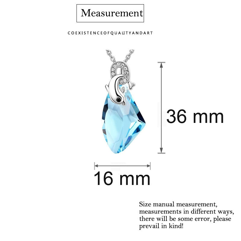 High Quality Silver Color Austria Crystal Dolphin AX Pendant Necklace