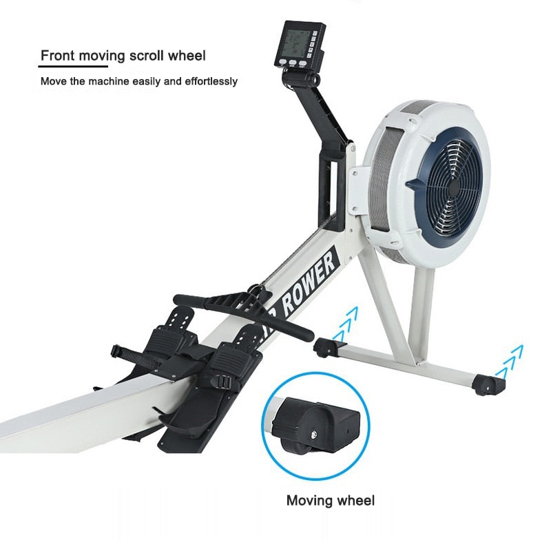 Rowing Machine LCD Display Metal Track Home Smart Fitness Equipment Wind Resistance Rowing Machine