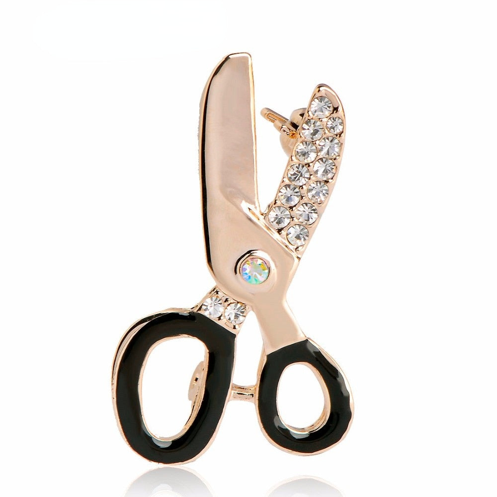 Cute Scissors Rhinestone Brooch Female Occupational Corsage - Pioneer Merchandise