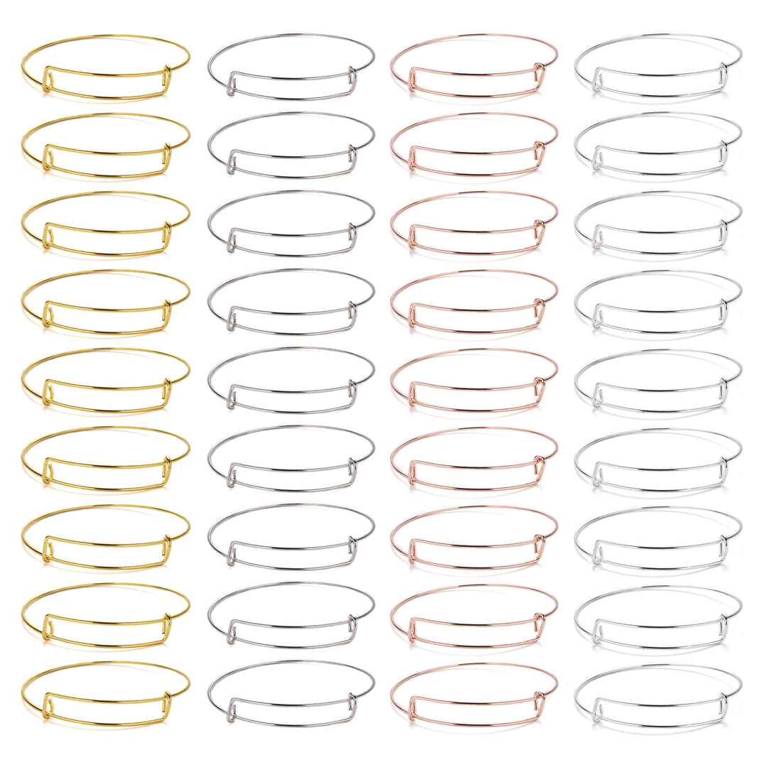 20pcs/pack Adjustable Wire Blank Bangle Bracelet Expandable Bangle