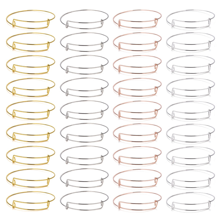 20pcs/pack Adjustable Wire Blank Bangle Bracelet Expandable Bangle