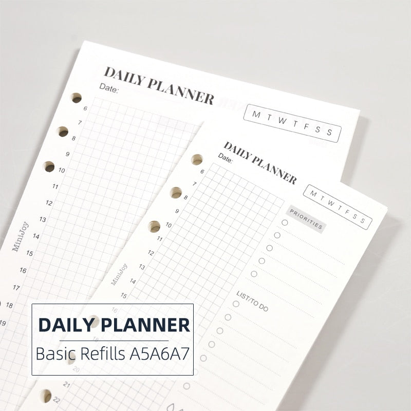 MyPretties 40 Sheets Basic Daily Planner Timeline Refill Papers A5 A6 A7 Filler Pages - Pioneer Merchandise