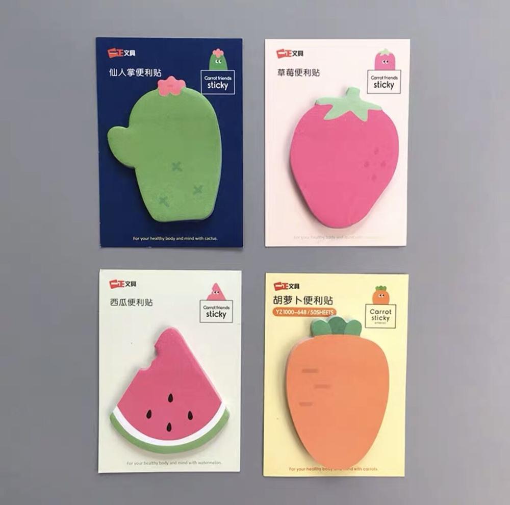 Sharkbang 50 Sheets Kawaii Cute Carrot Strawberry N Times Sticky Notes - Pioneer Merchandise