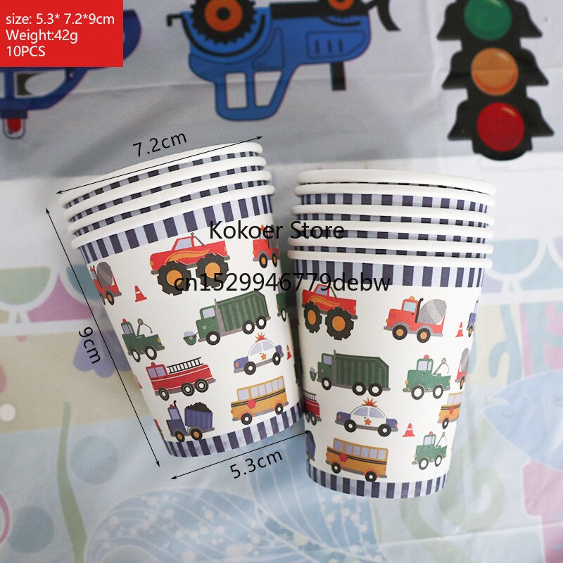 Construction Trucks Engineering Cars Party Disposable Tableware Set - Pioneer Merchandise