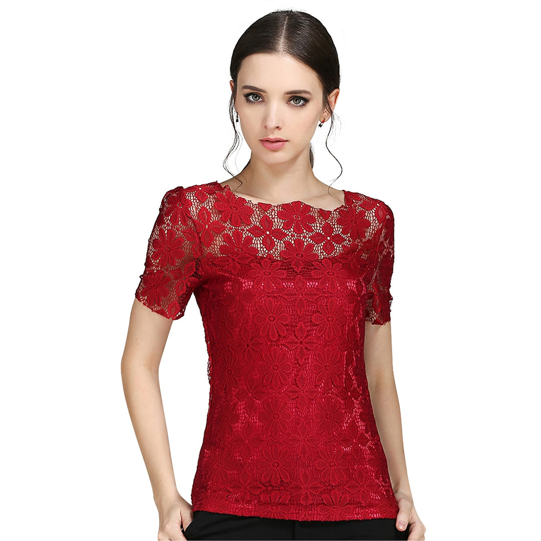 women tops Lace Shirt Blusas Femininas Blouses & Shirts New Fashion Short sleeve