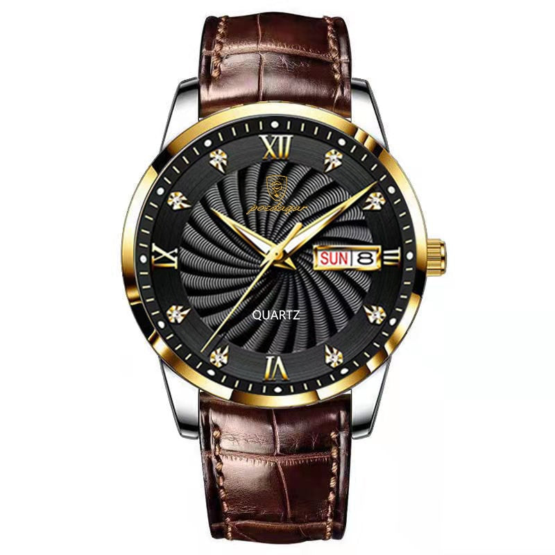 POEDAGAR Business Mens Watches Waterproof Sport Casual Genuine Leather Wristwatch