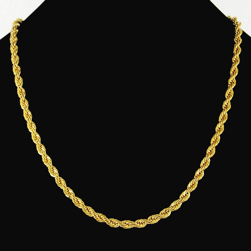 24K Pure Gold Necklace, Top Quality, Wholesale Fashion Jewelry, Gold color Necklace,