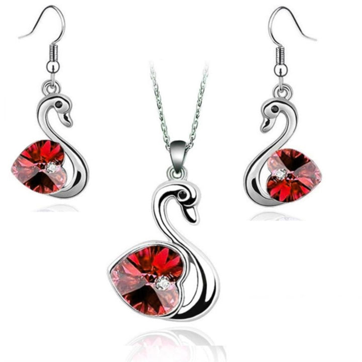 Crystal swan Pendant charm lover fashion Jewelry set birthday gift present Necklace