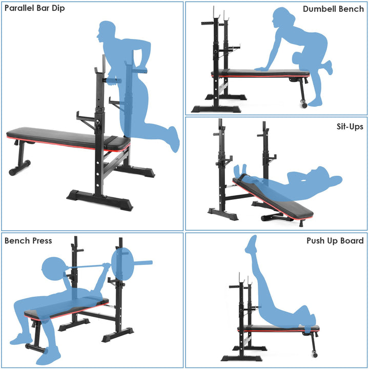 Multifunction Weight Bench, Training Bench with Barbell Rack, Foldable Training bench