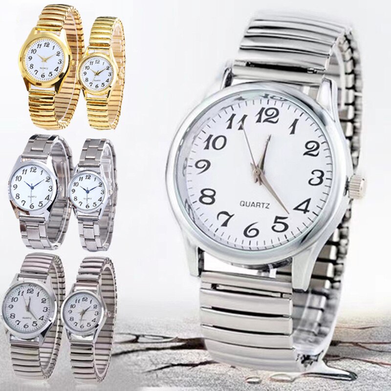 Man Women Couple Wrist Watches Stainless Steel Band Alloy Lovers Business Quartz Wristwatch