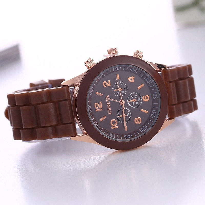 Famous Brand Geneva Ladies Fashion Watch Male and Female Student Silicone Quartz WristWatch