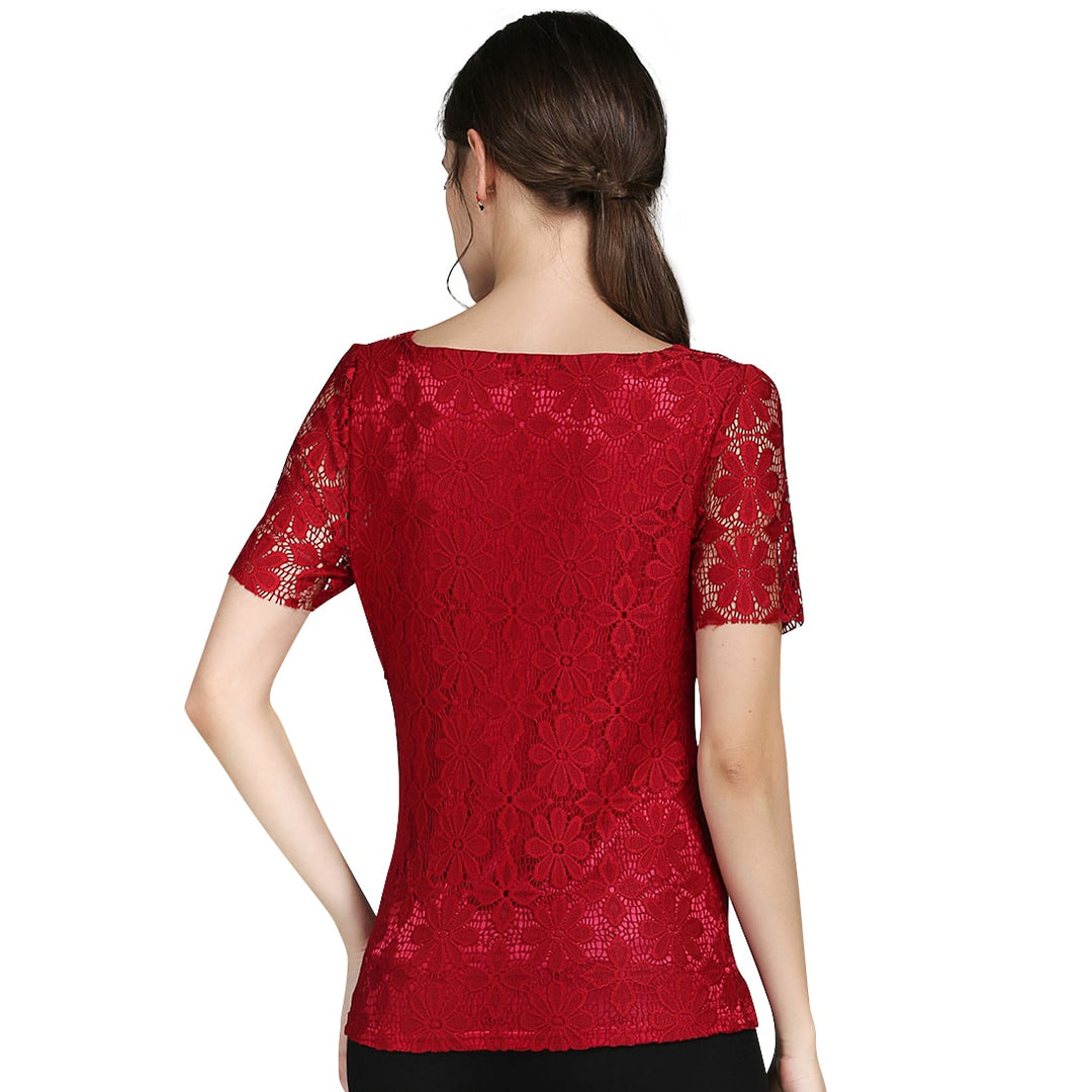 women tops Lace Shirt Blusas Femininas Blouses & Shirts New Fashion Short sleeve