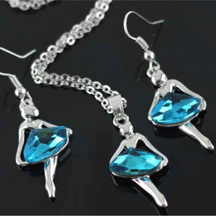 Bal set dancing angle girl Crystal Pendant fashion Jewelry set Necklace Earrings