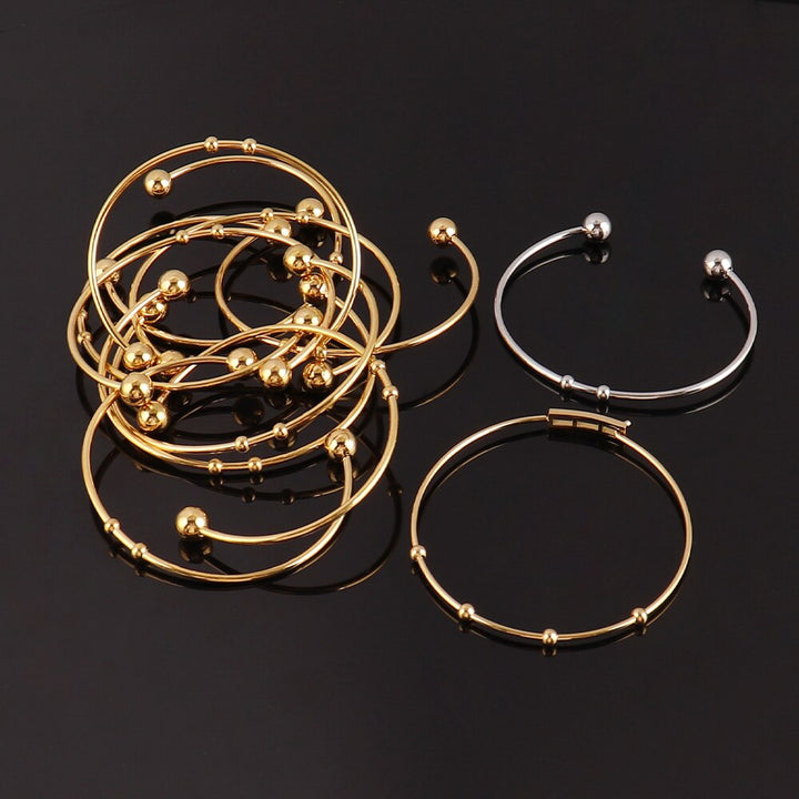 2pcs Stainless Steel Bracelet Open Bracelets Jewelry Accessories DIY Bracelet Expandable Bangles