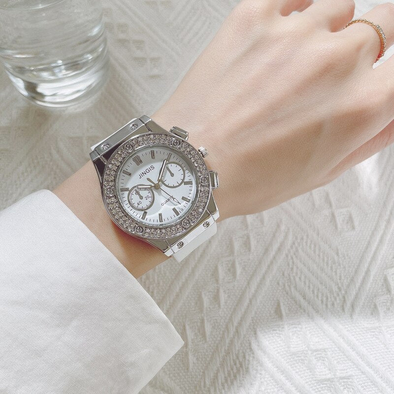 Fashion 2023 Rubber Women Watches Luxurious Brand Casual Diamond Female Quartz Wristwatches