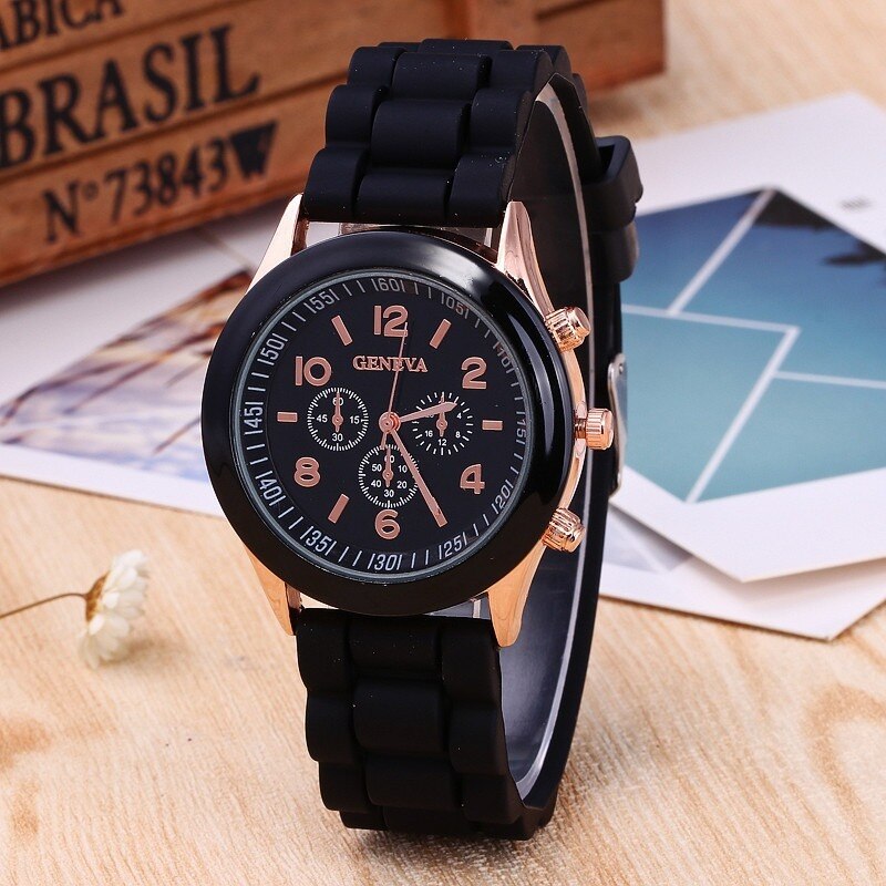 Famous Brand Geneva Ladies Fashion Watch Male and Female Student Silicone Quartz WristWatch