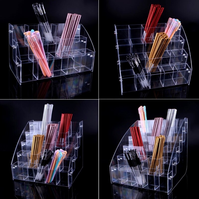 Fashion Clear Acrylic Brush Holder Box Writing Utensil