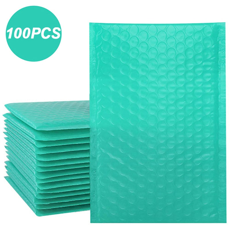 New 100pcs Green Bubble Mailer Bubble Padded Mailing Envelopes - Pioneer Merchandise