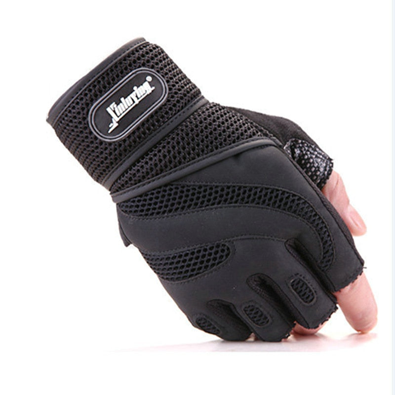 Men Body Building Brand Fitness Gloves Equipment Weight lifting Luvas Non-slip breathable Long Wrist Wrap Black Brown Mittens - Pioneer Merchandise