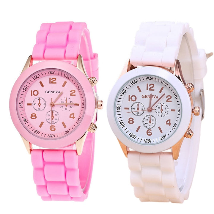 Famous Brand Geneva Ladies Fashion Watch Male and Female Student Silicone Quartz WristWatch