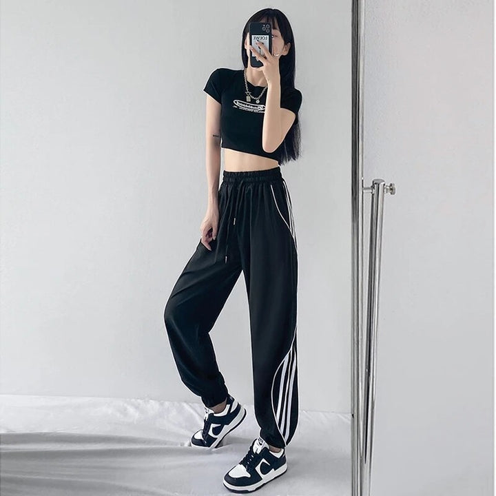 Women Jogging Pants High Waist Elastic Sports Pants Gym Running Sportswear