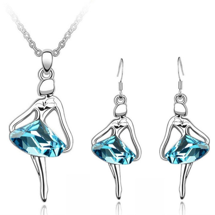 Bal set dancing angle girl Crystal Pendant fashion Jewelry set Necklace Earrings