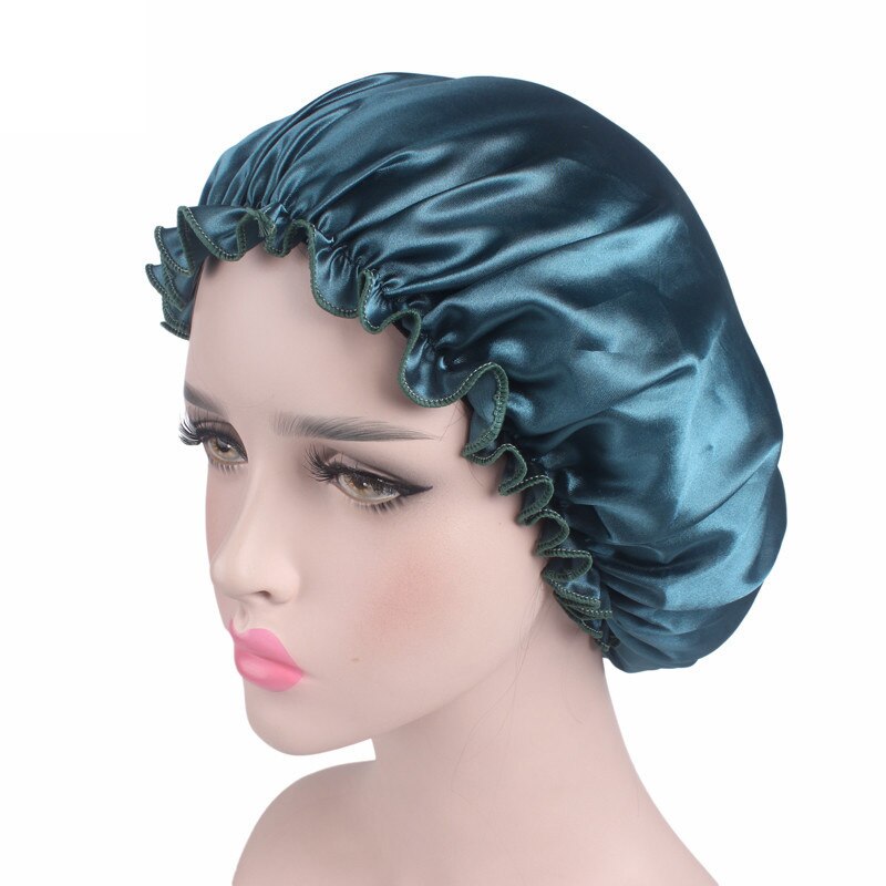 Satin Women Hair Care Bonnet Cap Sleeping Cap Night Sleep Cap Solid Women hair care